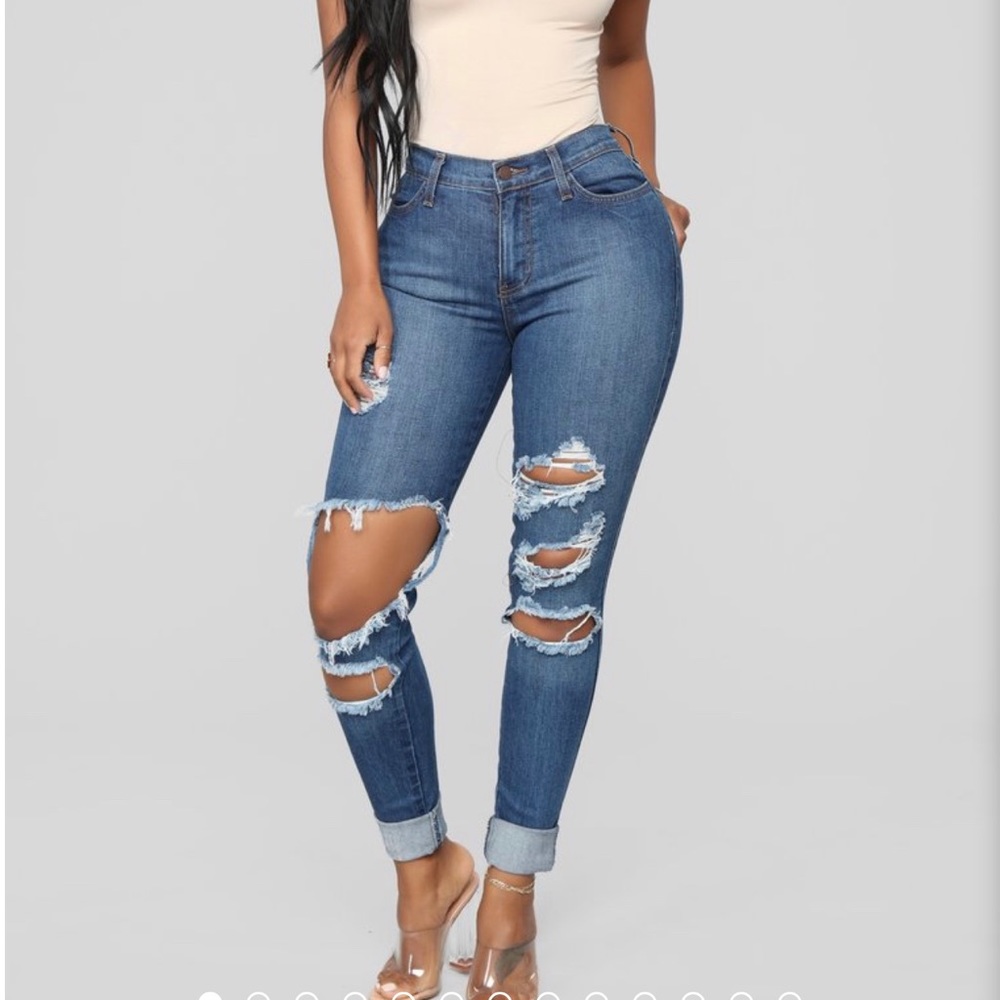 High Waisted, Distressed Jeans- Fashion Nova
